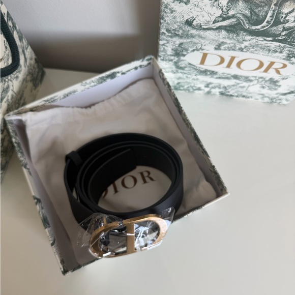 Dior Montaigne CD brushed Gold and black calfskin  size 100 Belt - Picture 12 of 13